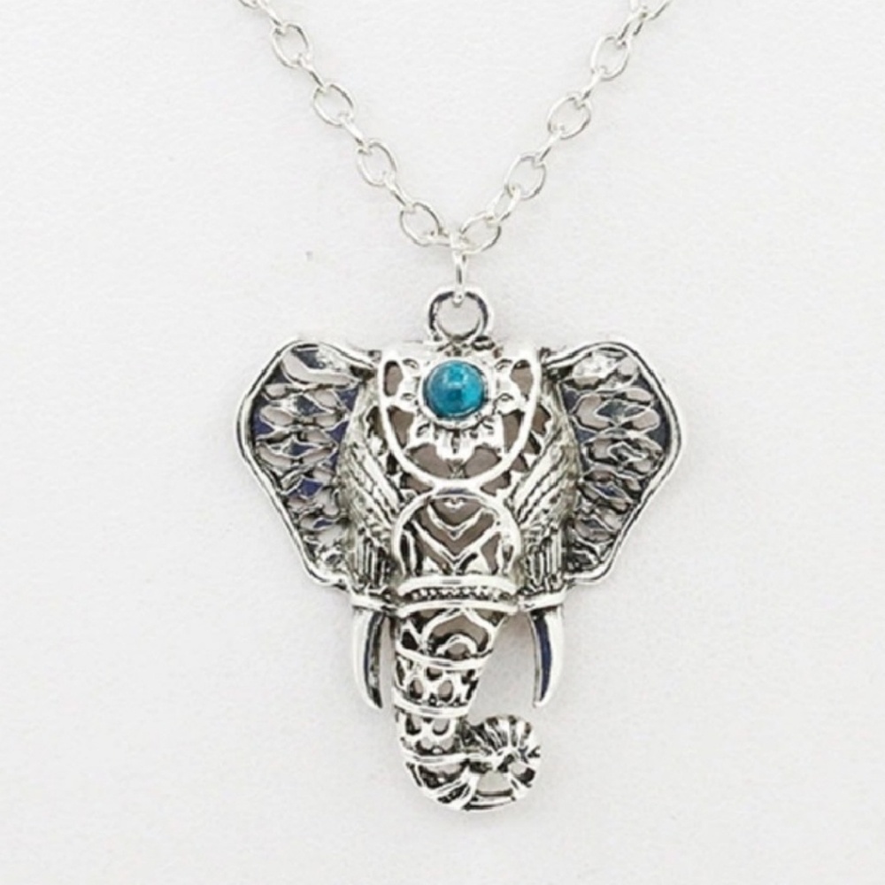 NEW Elephant Blue Howlite Silver Necklace SALE